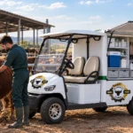 Elektrikli mobil klinik veteriner aracı çiftlikte